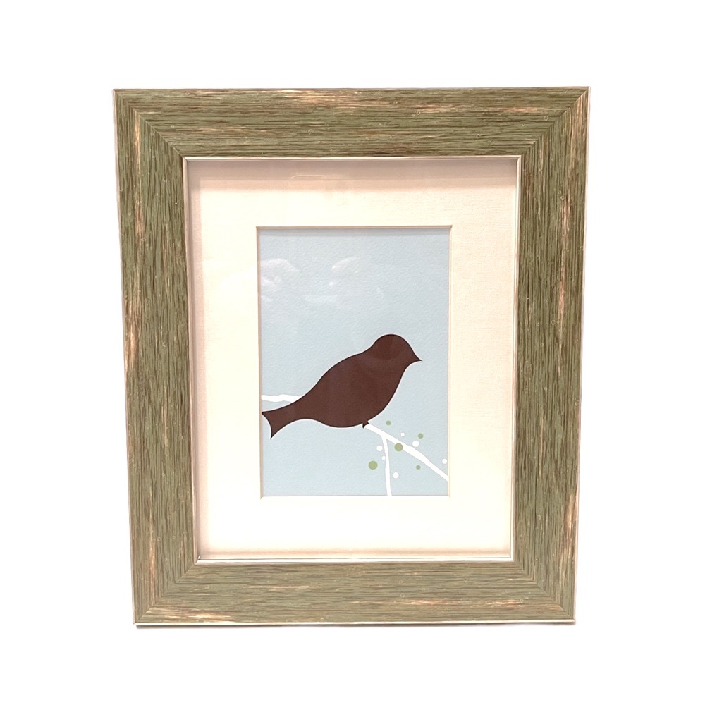 Signed Original Block Print of Bird in Frame